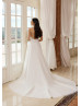 Beaded Ivory Lace Tulle Low Open Back Slit Wedding Dress